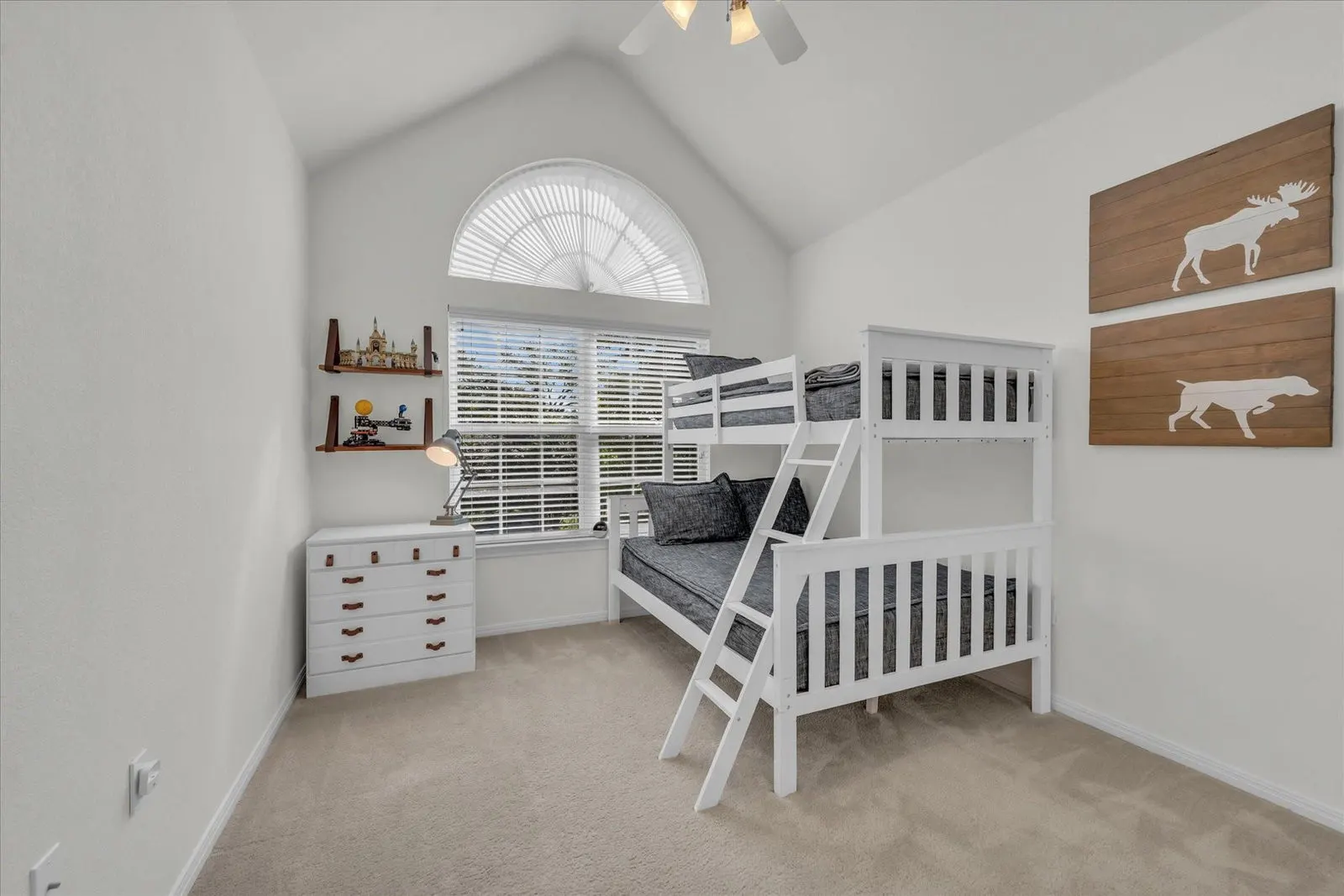 Eye-level view of a cozy bedroom setup