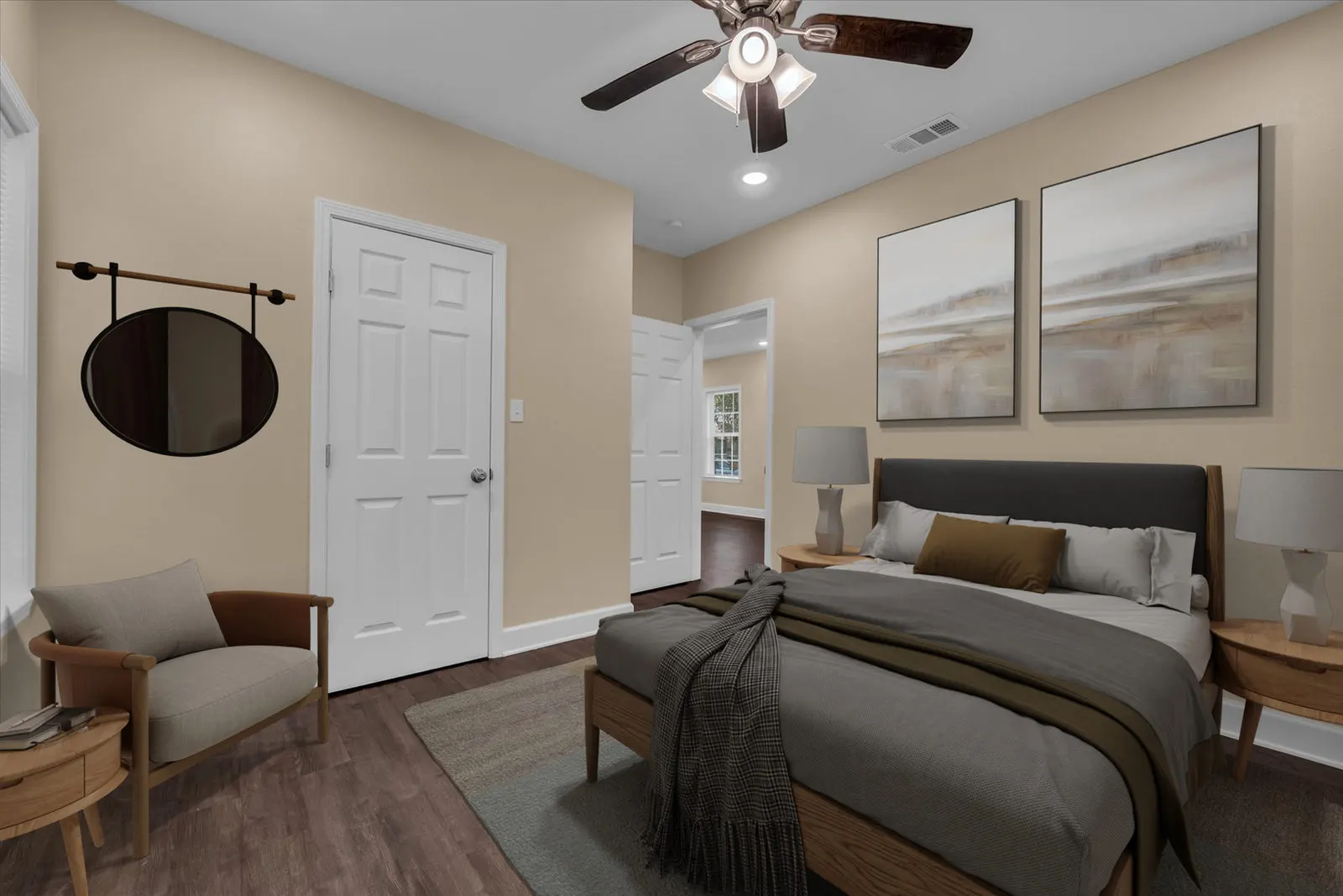 High angle view of a cozy living room with modern decor